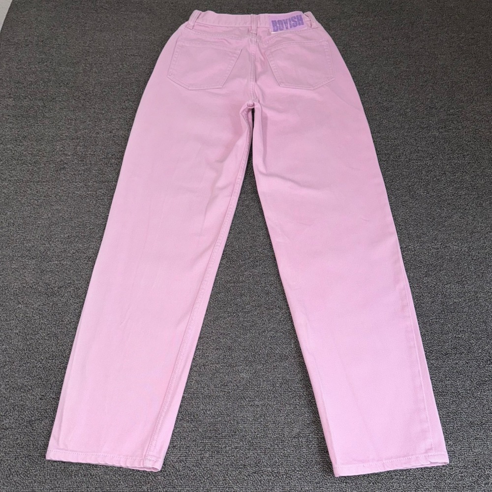 Boyish Jeans Toby High Waisted Straight Leg Pink Denim Size 23 Preppy Streetwear